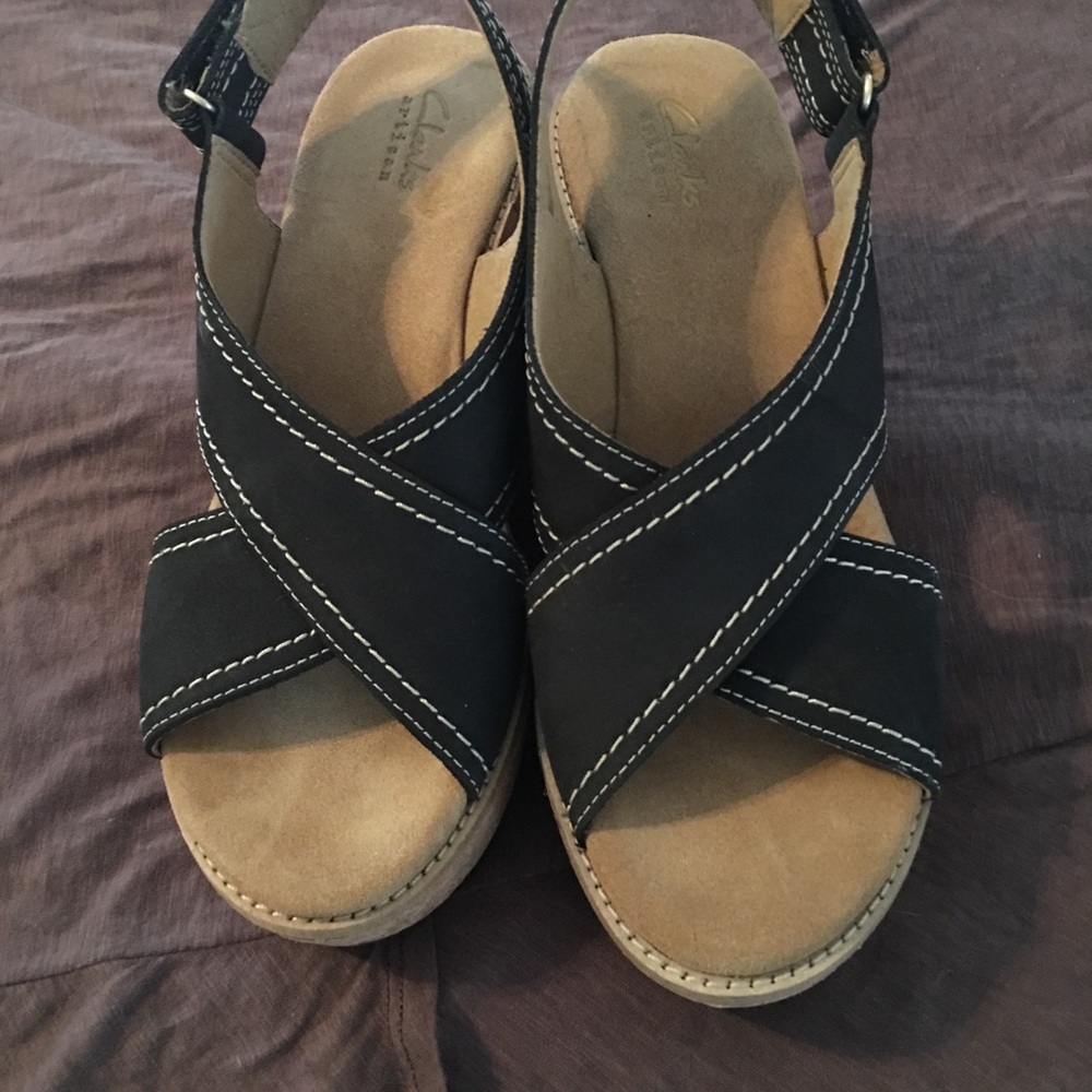 Clark’s Suede Wedge Sandals -NWOT